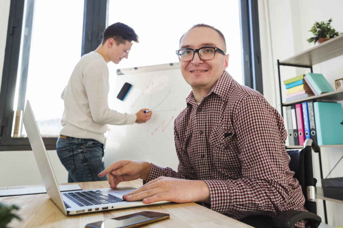 Man with autism in the workplace